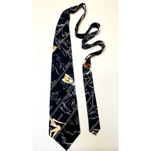 Nicole Miller Artist Black Silk Neck Tie - Before & After - Plastic Surgery